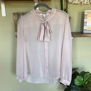 Blush Blouse with Tie Neck